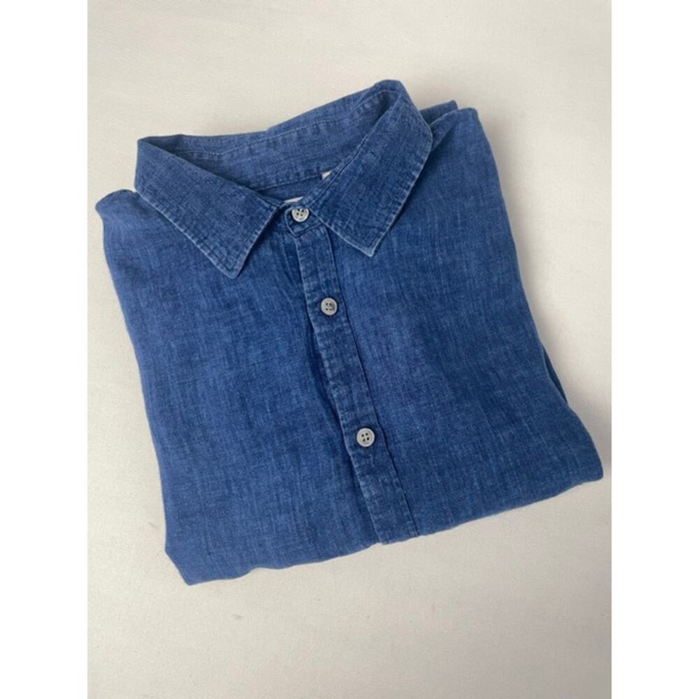 Murano Baird McNutt Linen Blue Button Front Shirt Men XL Irish Linen Coastal